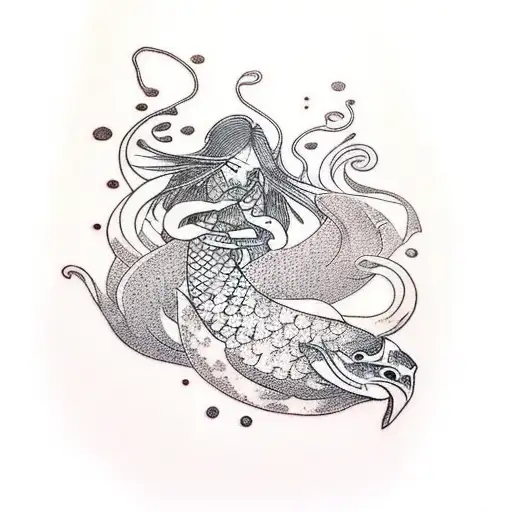 ugly mermaid  tattoo design idea
