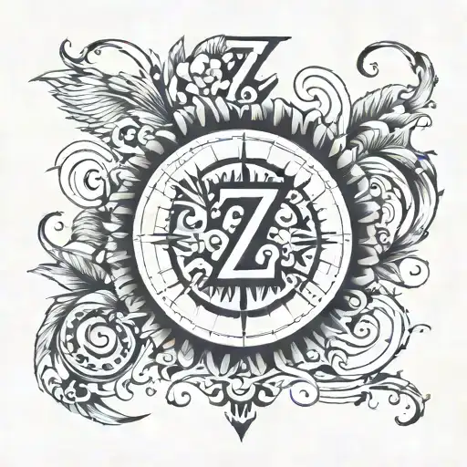 The letter Z followed by the latitude and longitude tattoo design idea