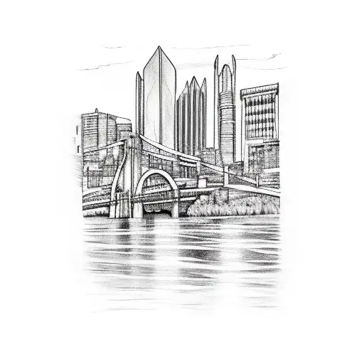 back tattoo mural Pittsburgh downtown city bridges with homewood brushy on entrance with street sign 527 north homewood tattoo design idea