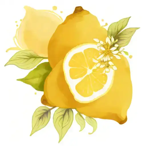 vine of flowers lemons and blueberry tattoo design idea