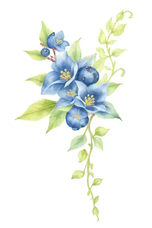 vine of flowers lemons and blueberry vine tattoo design idea
