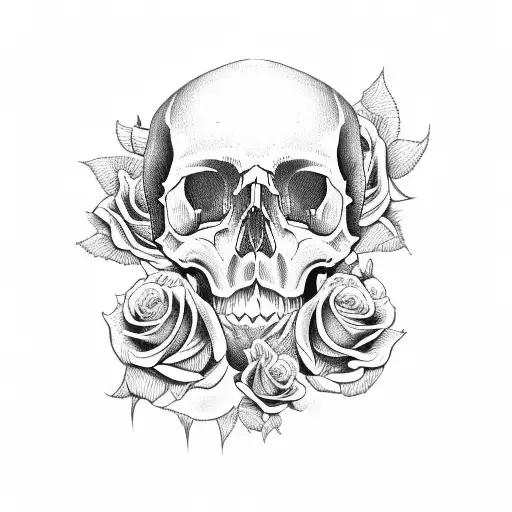Skull and Roses tattoo design idea