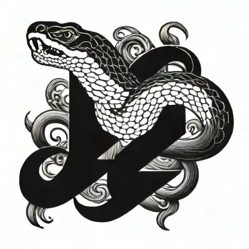 number 54 with old English font surrounded by a snake tattoo design idea