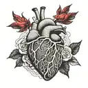 Minimal design of heart attack tattoo design idea