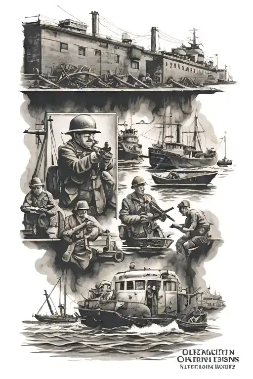 operation underground from world war 2 at the dock of New York with the mafia tattoo design idea