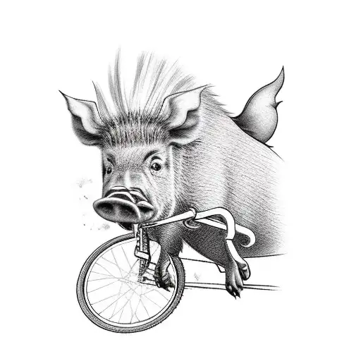 Boar mounting a bike tattoo design idea