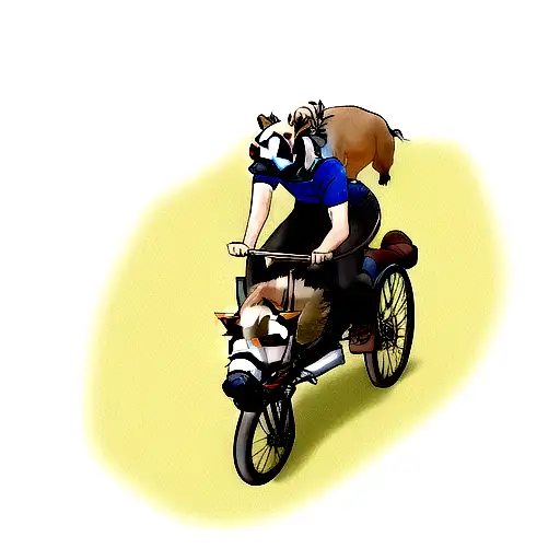 Boar riding a bike tattoo design idea