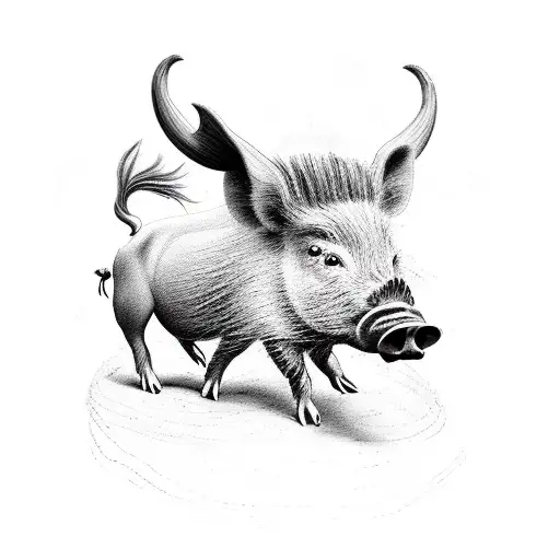 Boar riding a bike tattoo design idea