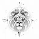 Lion, Clock, Compass tattoo design idea