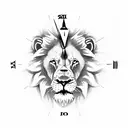 Lion, Clock, Compass tattoo design idea