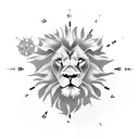 Lion, Clock, Compass tattoo design idea