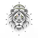 Lion, Clock, Compass tattoo design idea