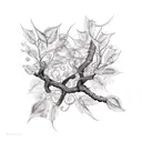 Ivy vine willow branch sleeve  tattoo design idea