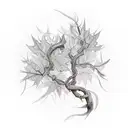 Ivy vine willow branch sleeve  tattoo design idea