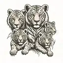 three cubs and one lioness  tattoo design idea