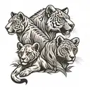 three cubs and one lioness  tattoo design idea