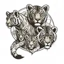 three cubs and one lioness  tattoo design idea