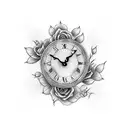 dove roses old clock tattoo design idea