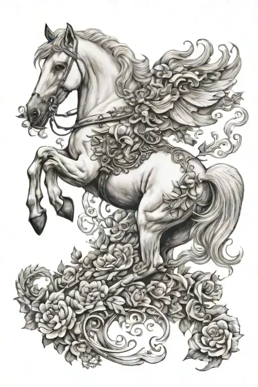“Then I saw heaven opened, and behold, a white horse! The one sitting on it is called Faithful and True, and in righteou tattoo design idea