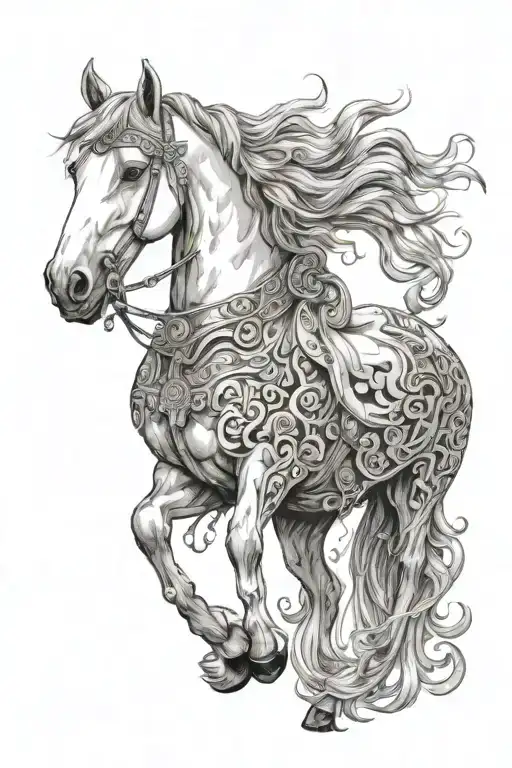 “Then I saw heaven opened, and behold, a white horse! The one sitting on it is called Faithful and True, and in righteou tattoo design idea
