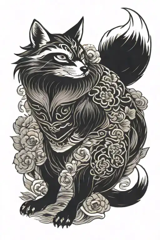 kitsune and tanuki tattoo design idea