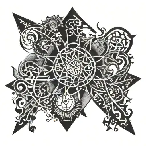 complicated written tattoo design idea