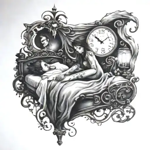 Dreaming nightmare in my bed tattoo design idea