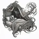 Dreaming nightmare in my bed tattoo design idea
