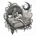 Dreaming nightmare in my bed tattoo design idea