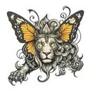 butterfly lion  tattoo design idea