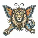 butterfly lion  tattoo design idea