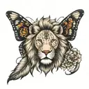 butterfly lion  tattoo design idea