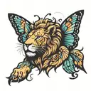 butterfly lion  tattoo design idea