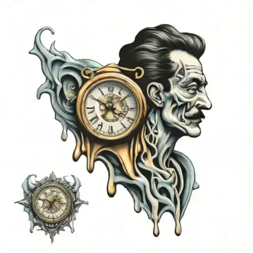melted dali's whatch on a shoulder tattoo design idea