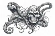 skeletor staff snake wrapped tattoo design idea