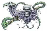 skeletor staff snake wrapped tattoo design idea