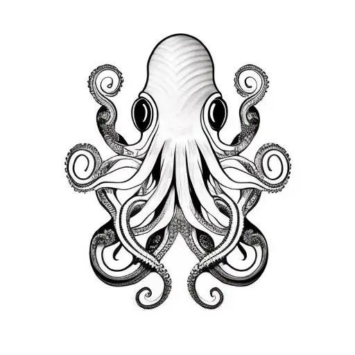 weird hippy octopus simplistic tattoo design idea
