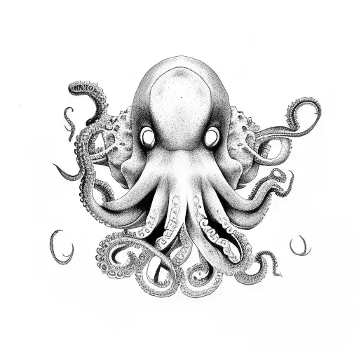 weird hippy octopus tattoo design idea