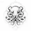 weird hippy octopus tattoo design idea