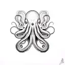 weird hippy octopus no color tattoo design idea
