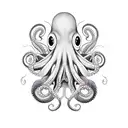 weird hippy octopus no color tattoo design idea