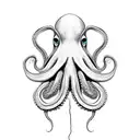 weird hippy octopus no color tattoo design idea