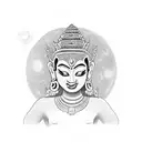 apsara dancer in front of khmer ruin temple with fullmoon tattoo design idea