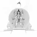shiva nataraja dancing in front of khmer ruin temple with fullmoon tattoo design idea