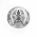 shiva nataraja dancing in front of khmer ruin temple with fullmoon tattoo design idea
