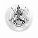 shiva nataraja dancing in front of khmer ruin temple with fullmoon tattoo design idea