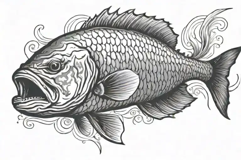 Jumping Barramundi tattoo design idea