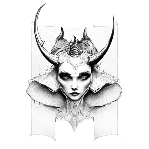horned lilith tattoo design idea