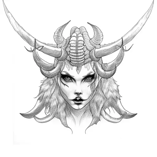 horned lilith tattoo design idea