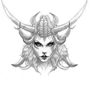 horned lilith tattoo design idea